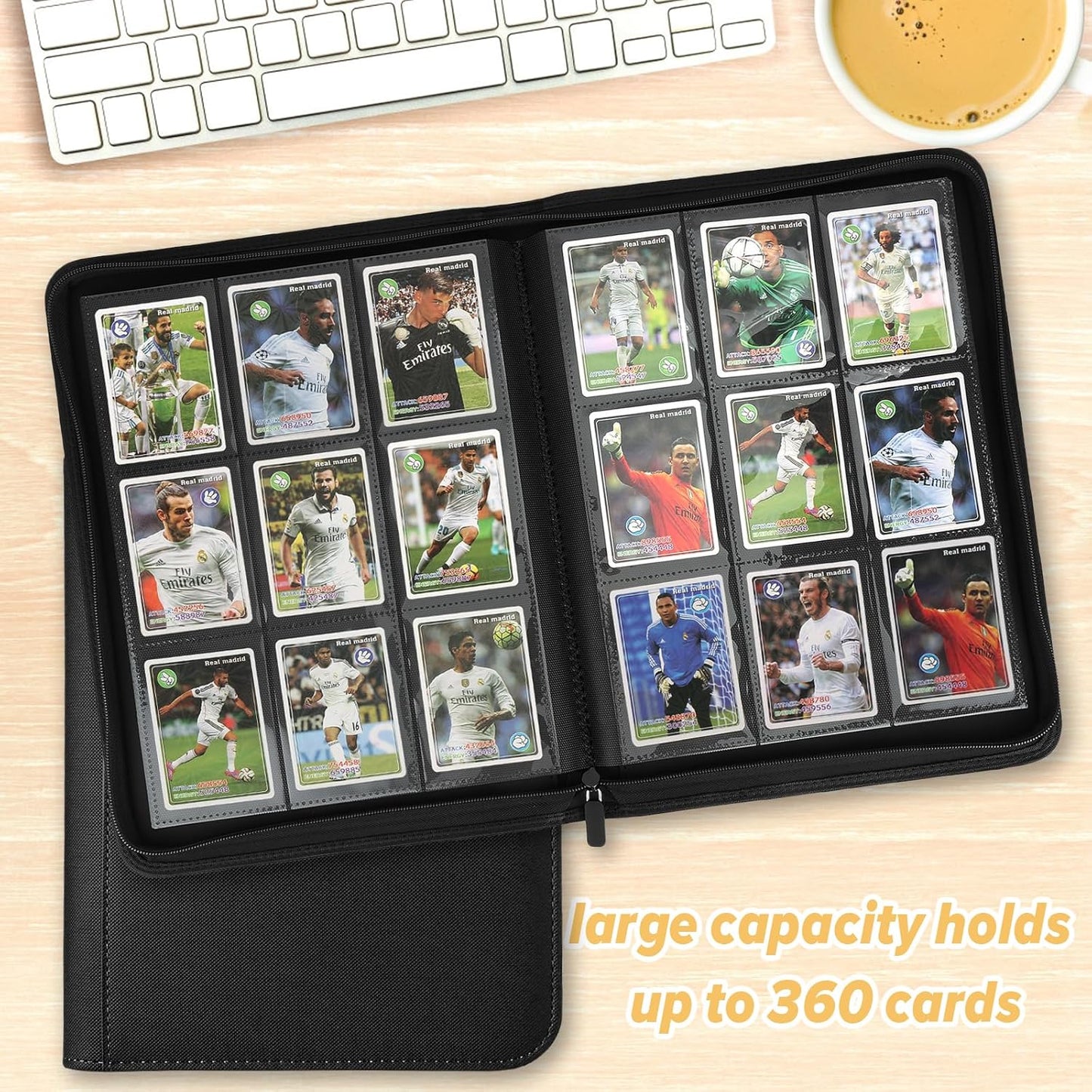 Trading Card Binder 9 Pocket, GERMUN PU Cover Card Binder for 360 Cards, Premium Trading Card Holder Folders, Double Sided Pocket Card Album for MTG, TCG (Black)