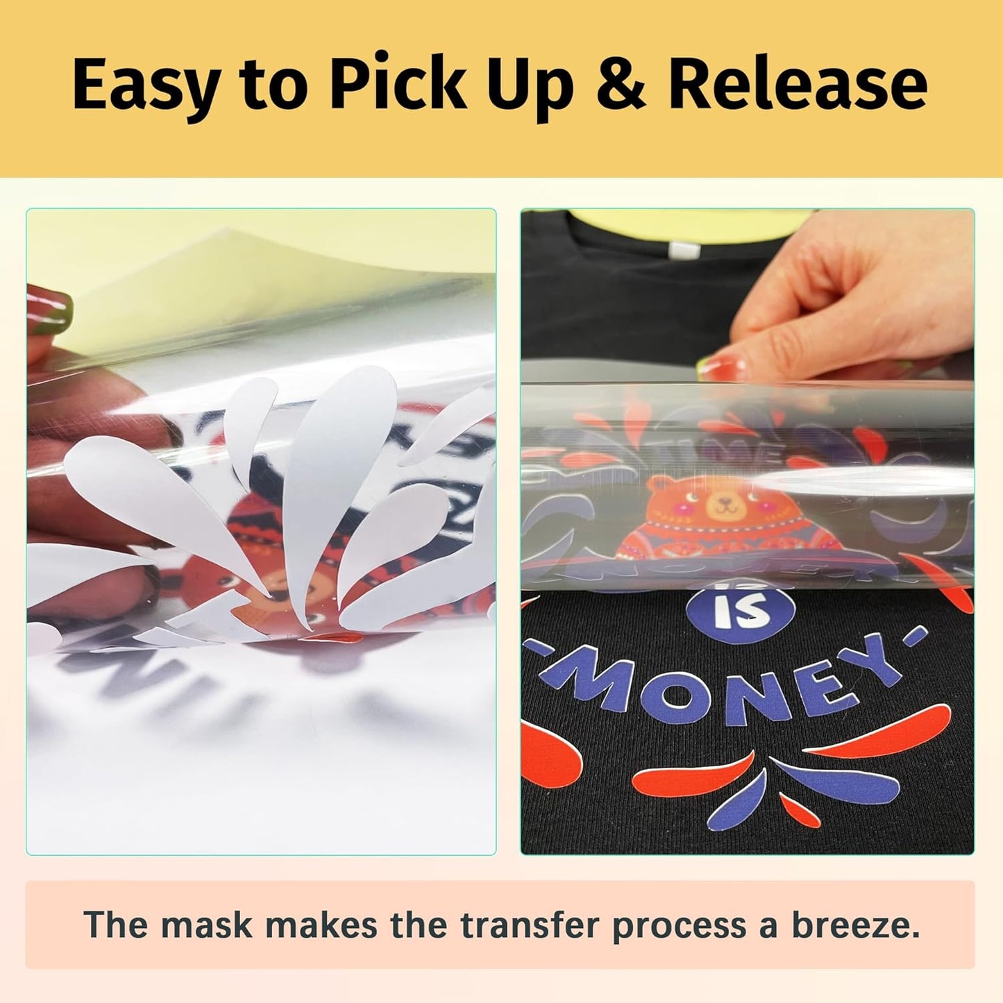 TransOurDream Tru-Transfer Tape for Dark Heat Transfer Paper (20 Sheets, 8.5"x11") Clear Heat Transfer Mask for T Shirts Iron on Transfer Paper (TAPD-20)