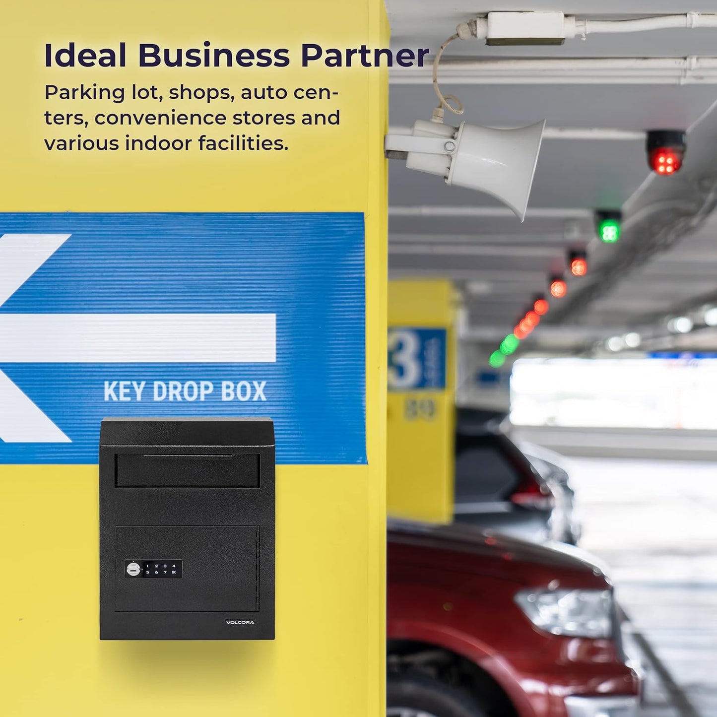 Volcora Key Drop Box with Lock, Drop Slot Depository Safe Box Digital Keypad, Money Drop Safe for Business, Wall Mount Mailbox, Cash Drop Box, Electronic Programmable Lock with Key Indoor Use