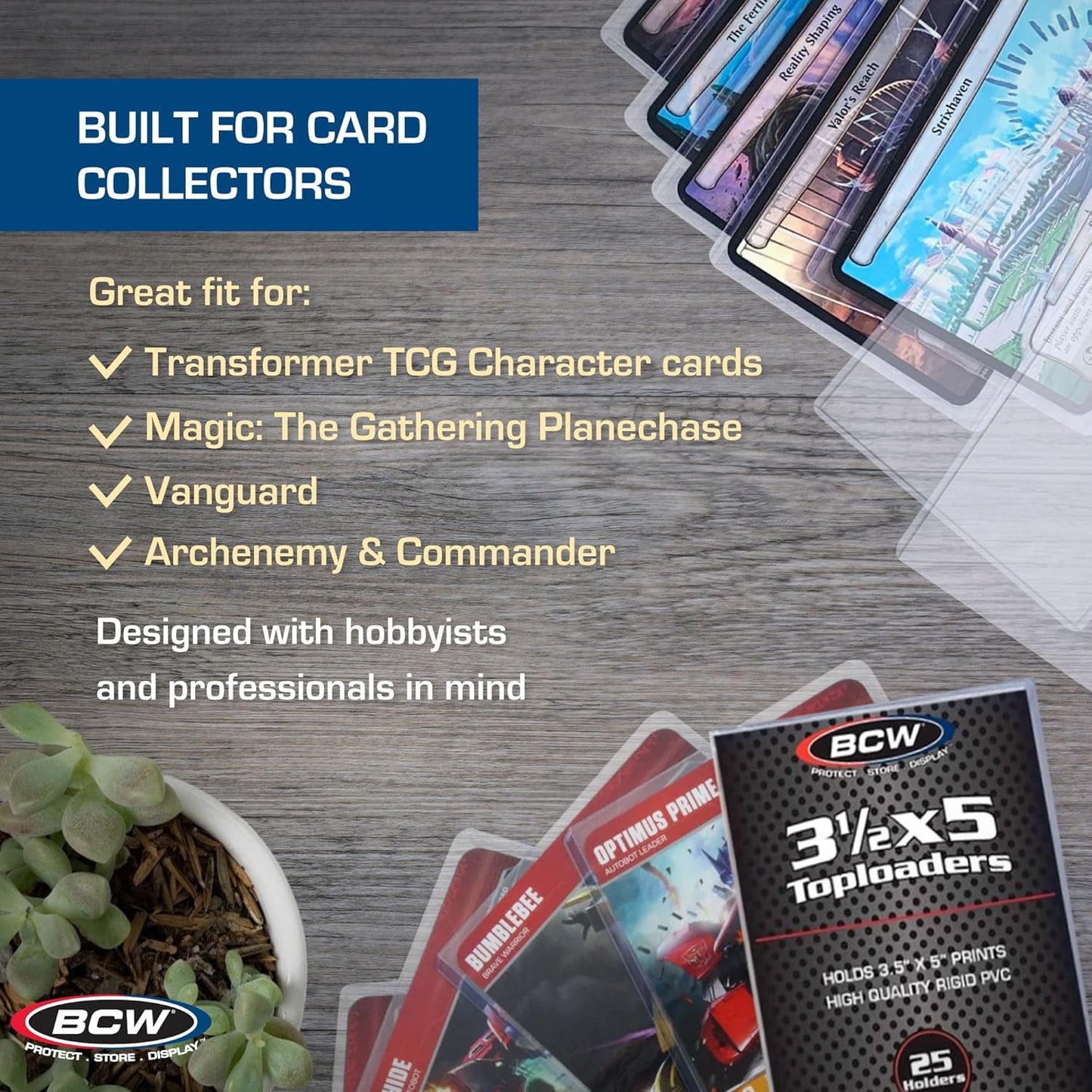 BCW 3.5x5 Topload Holder - 100 Pack | Premium Rigid Plastic Protector Case for Trading Cards, Index Cards, and Photos | Perfect Fit for Transformer TCG, Magic: The Gathering, and More