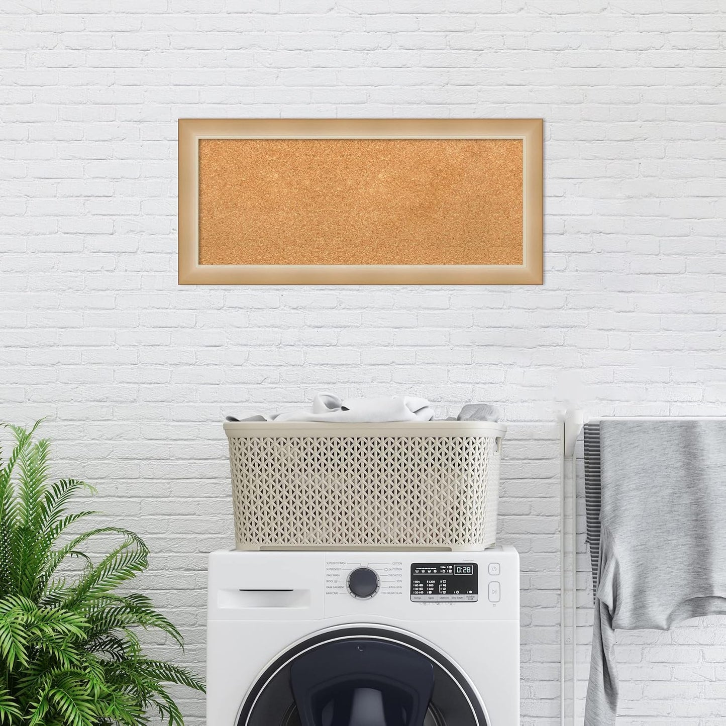 Amanti Art Natural Cork Board for Wall, 15x33 Vision Board with Gold Frame, Medium Corkboard Office Decor for Home Organization, Modern Contemporary Corkboard Pinboard to display items for home
