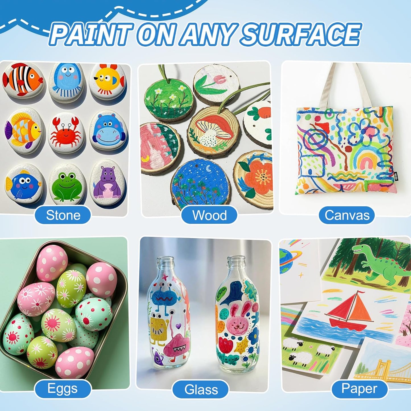 Guangna Acrylic Paint Markers Brush Tip, 48 Vivid Colors with Direct-Liquid Ink System, Professional-Grade Paint Pen for Rock Painting, Canvas, Glass, Plastic, Fabric & Creative Crafts