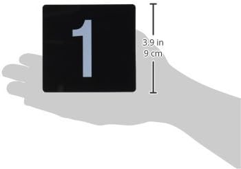 New Star Foodservice 23145 Double Side Plastic Table Numbers, 1 to 25, 4" x 4", Light Grey on Black