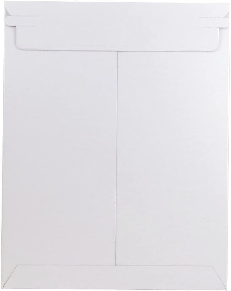 JAM PAPER Stay-Flat Photo Mailer Envelopes with Peel & Seal Closure - 9 x 11 1/2 - White - 6 Rigid Mailers/Pack