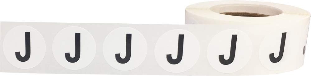 Letter J Inventory Labels .75 Inch Round Circle Dots 500 Adhesive Stickers