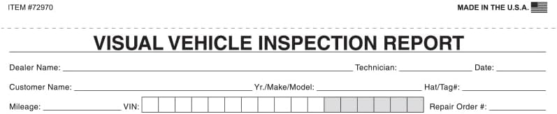 Visual Vehicle Inspection Report – 2-Part Carbonless Vehicle Checklist, Snap-Out Auto Service Forms, Fleet Maintenance Logs, Car Checkup Sheets - White & Canary 8.5"×11" - Pack of 500