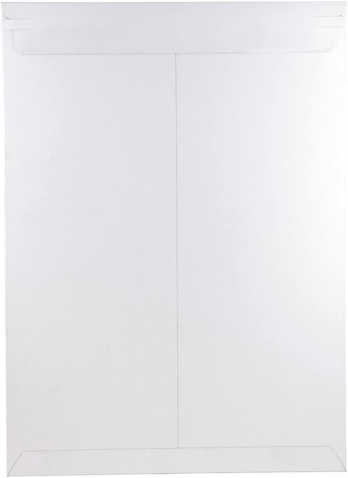 JAM PAPER Stay-Flat Photo Mailer Envelopes with Peel & Seal Closure - 13 x 18 - White - 6 Rigid Mailers/Pack