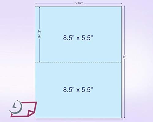 NextDayLabels - Pack of 500 Sheets, 8-1/2 x 11" Letter Size Perforated Paper (Blue, Perf @ 5-1/2")