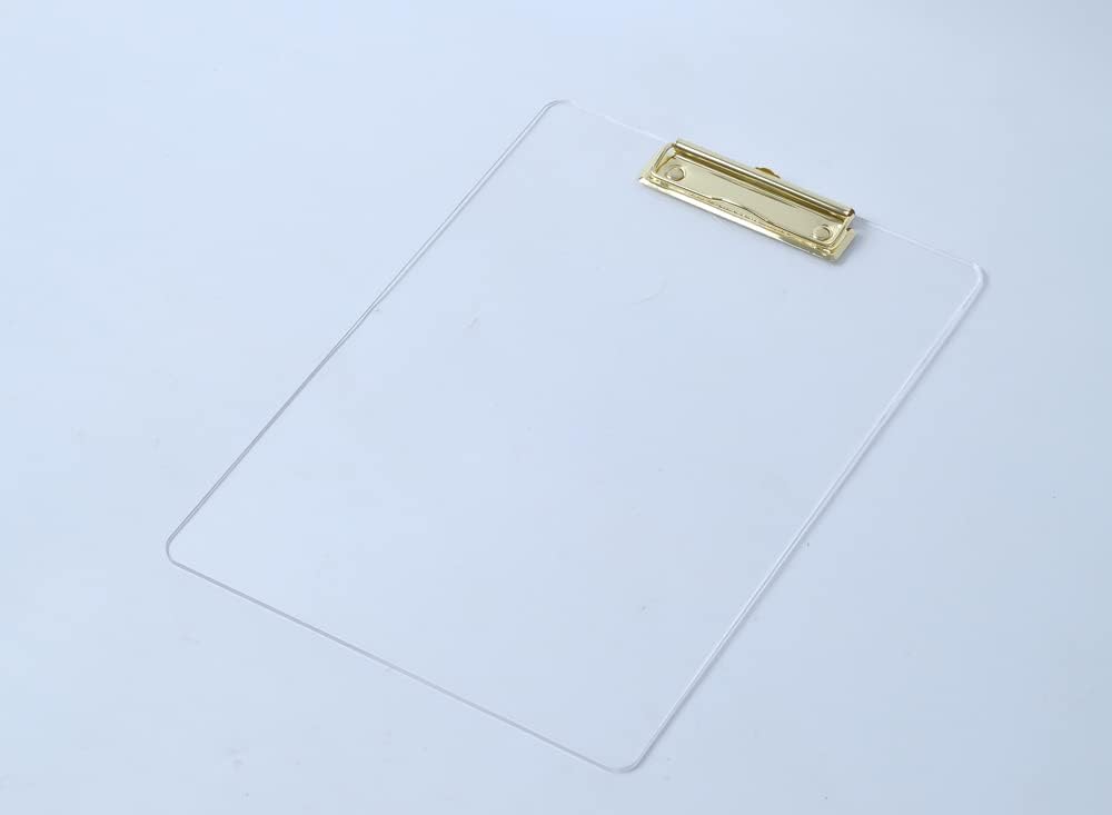 JIARI 2 Pack Clear Acrylic Office Clipboard A4 Letter Size 8.6" x 12.2" (Gold)