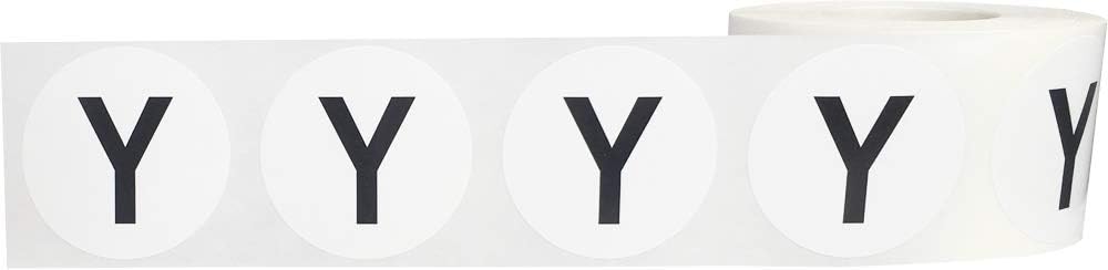 Letter Y Inventory Labels 1.5 inch Round Circle Dots 500 Adhesive Stickers