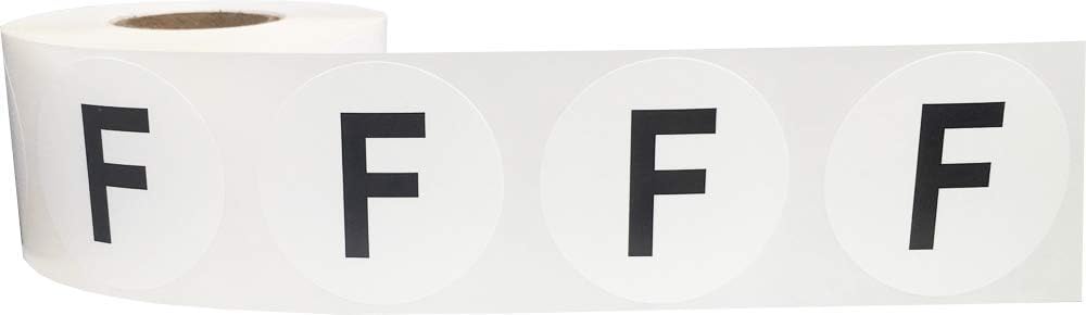 Letter F Inventory Labels 1.5 inch Round Circle Dots 500 Adhesive Stickers
