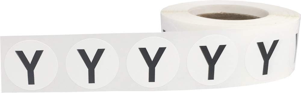 Letter Y Inventory Labels .75 Inch Round Circle Dots 500 Adhesive Stickers
