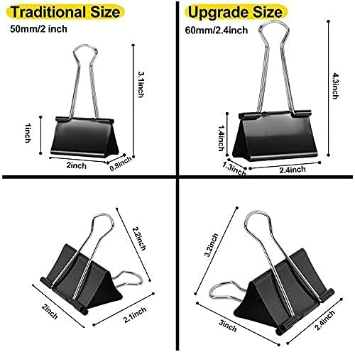 Ufmarine Extra Large Binder Clips 2.4 Inch Length, Jumbo Binder Clips for Office (12 Pcs)