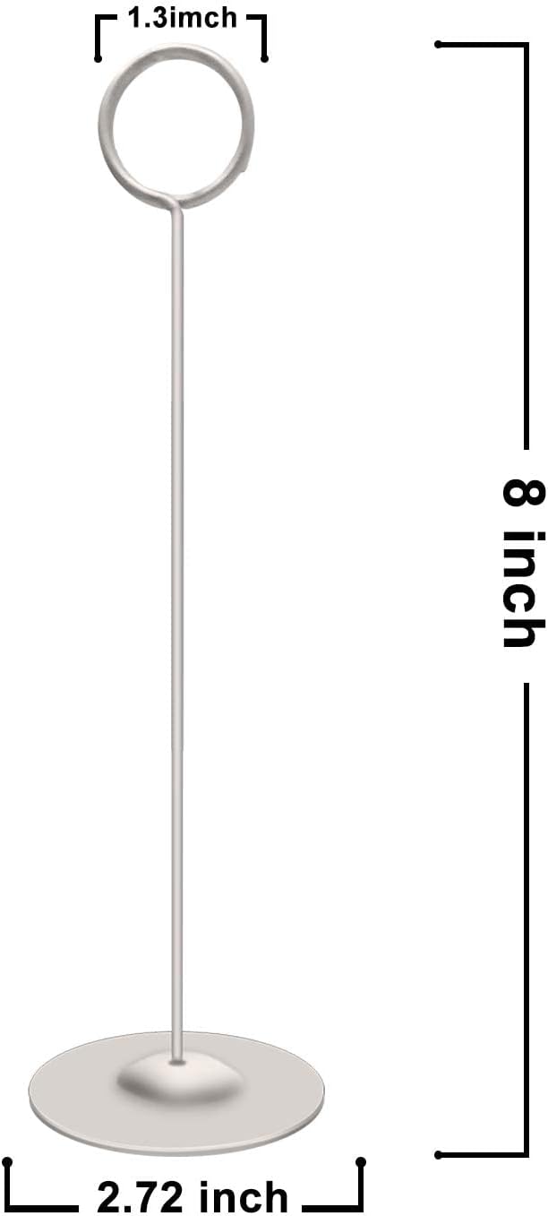 Urban Deco 16 Pieces Table Card Holder 8 inches Table Number Holders Place Steel Card Holders for Photos, Food Signs, Memo Notes, Weddings, Restaurants, Birthdays（Matte Silver）