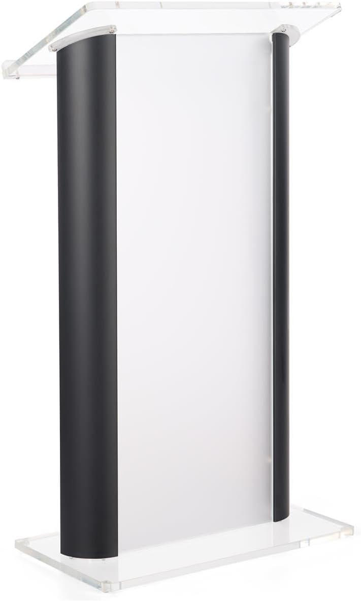 Displays2go Acrylic Podium, Aluminum Sides, Frosted Front Panel, Black (LECTALACBF)