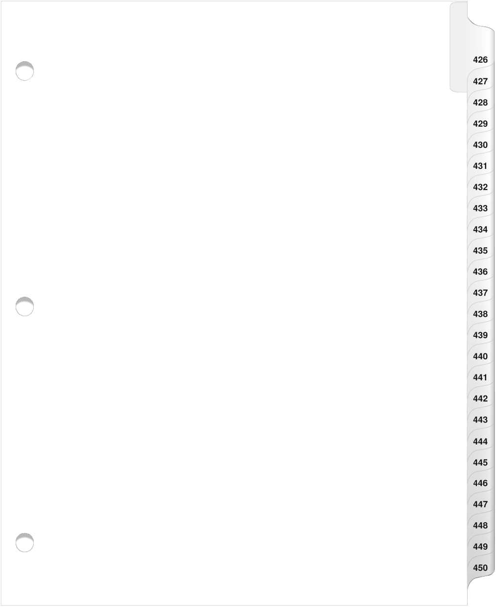 Exhibitindexes® 3 Hole Punched Side Collated Exhibit Tabs - AVE Style Bold Tabs Letter Size - 426-450-Set