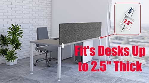 OBEX Panel Desk Mounted PET Privacy Screen, 18" x 66", Shadow