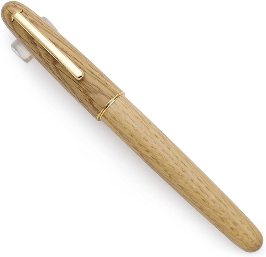 JINHAO 9036 Natural Wood Fountain Pen Handmade Ink Pen (Fine Nib 0.5mm, Oak Wood)