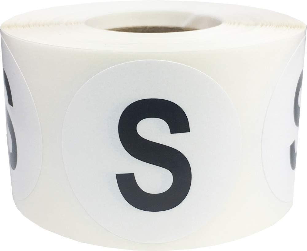 Letter S Inventory Labels 1.5 inch Round Circle Dots 500 Adhesive Stickers