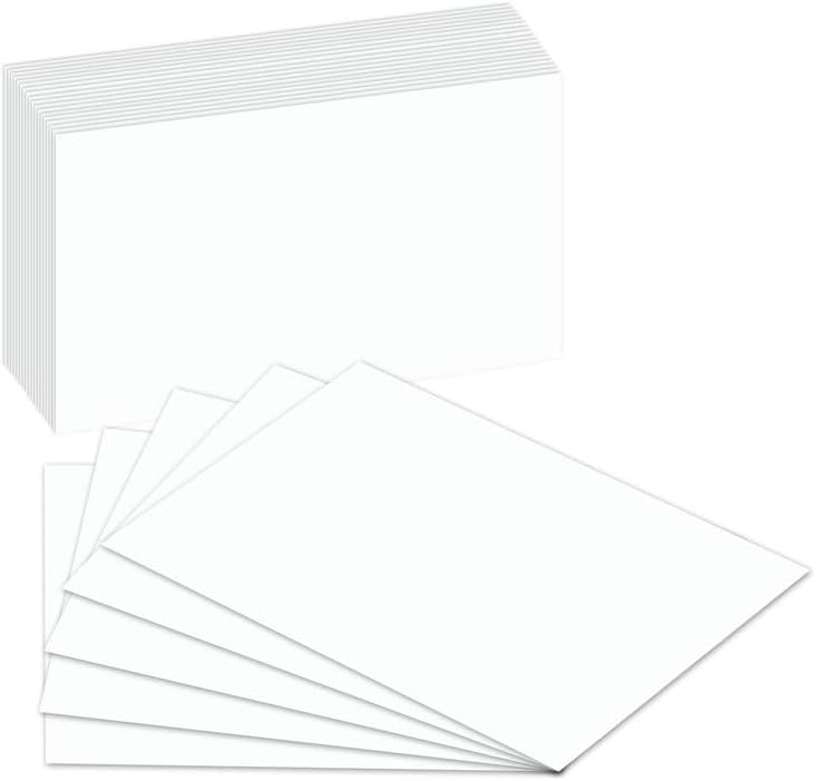 100 Pcs Extra Thick White Index Cards – Blank Heavyweight 14pt (0.014”) 100lb Cover Cardstock – Flash Cards, Study Note Cards, Postcards, Photo and Recipe Cards | 100 per Pack (4 x 6)