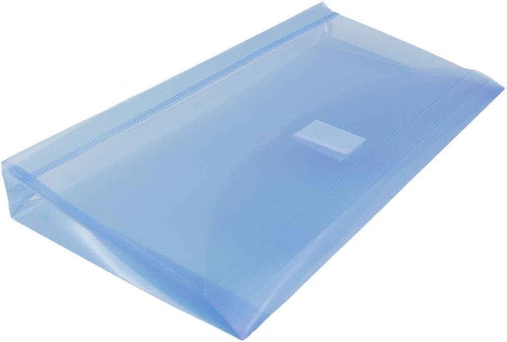 JAM PAPER Plastic Expansion Envelopes with Hook & Loop Closure - #10 Booklet Wallet - 5 1/4 x 10 with 1 Inch Expansion - Blue - 3/Pack
