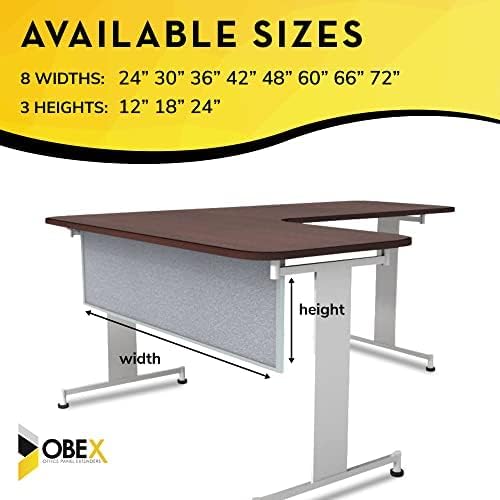 OBEX Acoustic Table Mounted Modesty Desk Privacy & Sound Absorbing Panel for Office Cubicles, 18" x 60", Overcast