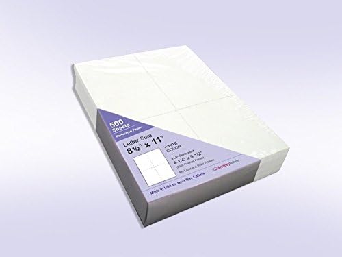 NextDayLabels - 8-1/2 x 11 Blank Perforated Paper, 24# Paper Perforated in 4 pcs, 4 Per UP Page Perforated Paper - 500 Sheets/Ream, Item #1689