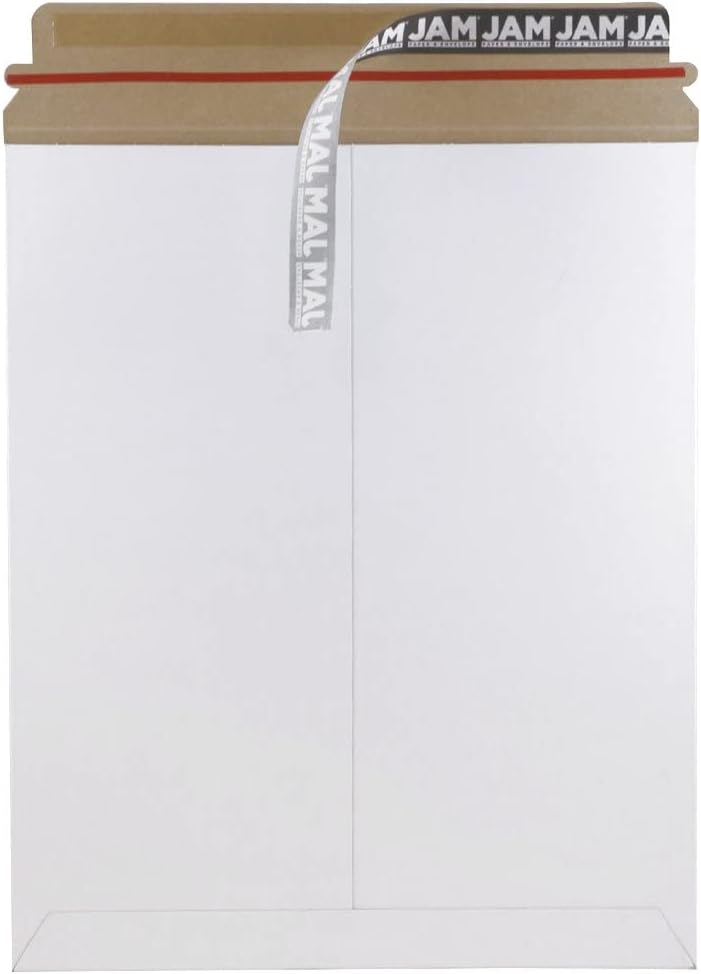 JAM PAPER Stay-Flat Photo Mailer Envelopes with Peel & Seal Closure - 11 x 13 1/2 - White - 6 Rigid Mailers/Pack
