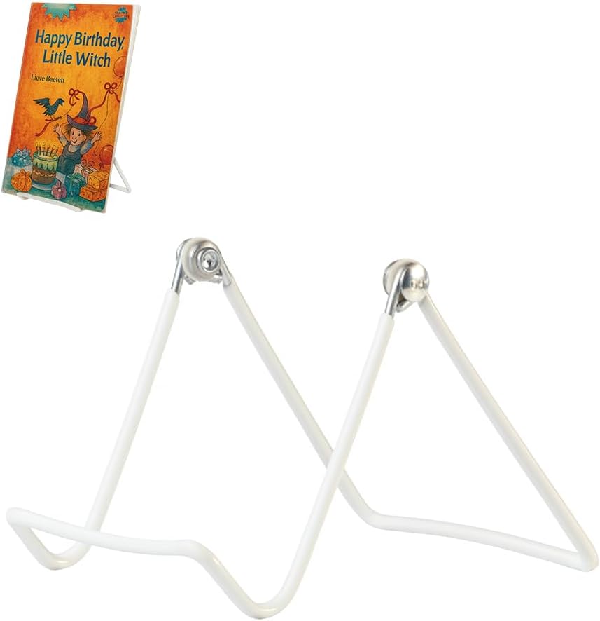 KINGDOM SOLUTIONS MADE IN USA 2-Pack Sturdy & Durable Adjustable White Metal Easels to Display Books, Frames, Comics, Plates & More - Unique on the Market