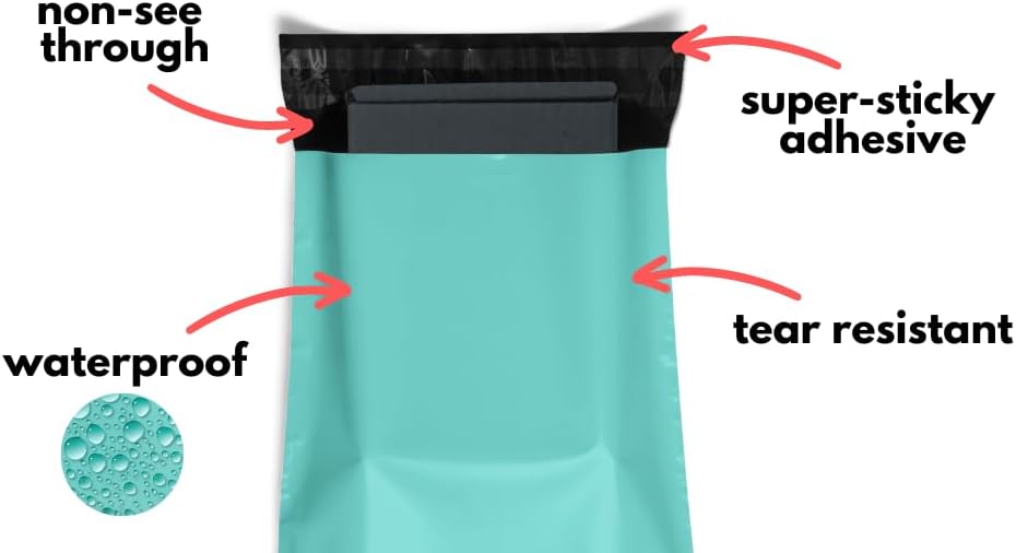 Poly Mailers 10x13 200 Pack | Self-Sealing Shipping Bags Envelopes for Small Business | Waterproof Durable Packaging | Teal | Bulk Value | à la mode Mailers