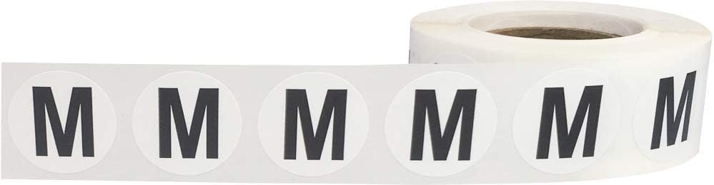 Letter M Inventory Labels .75 Inch Round Circle Dots 500 Adhesive Stickers