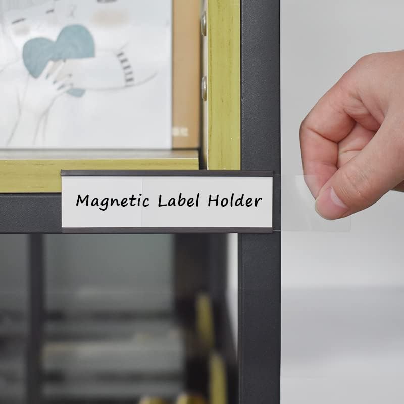 C Channel Magentic Label Holders 1.2x4 Inch,Magnetic Labels for File Cabinets，Pack of 50