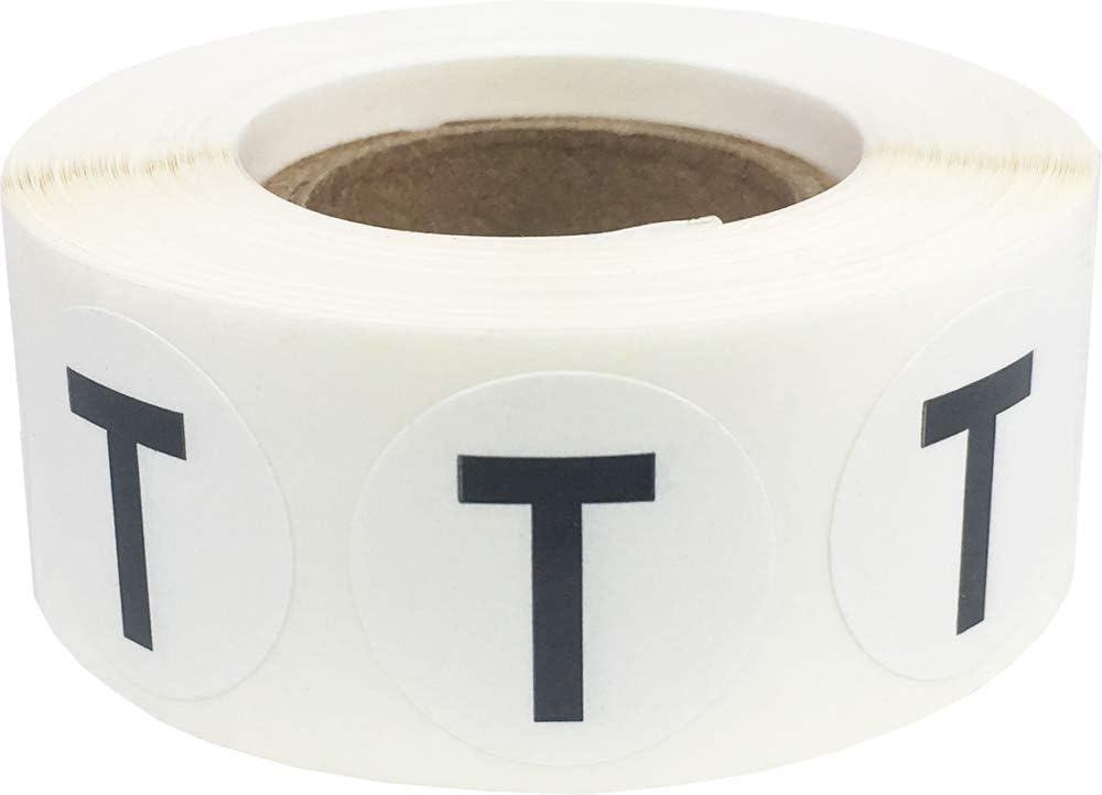 Letter T Inventory Labels .75 Inch Round Circle Dots 500 Adhesive Stickers