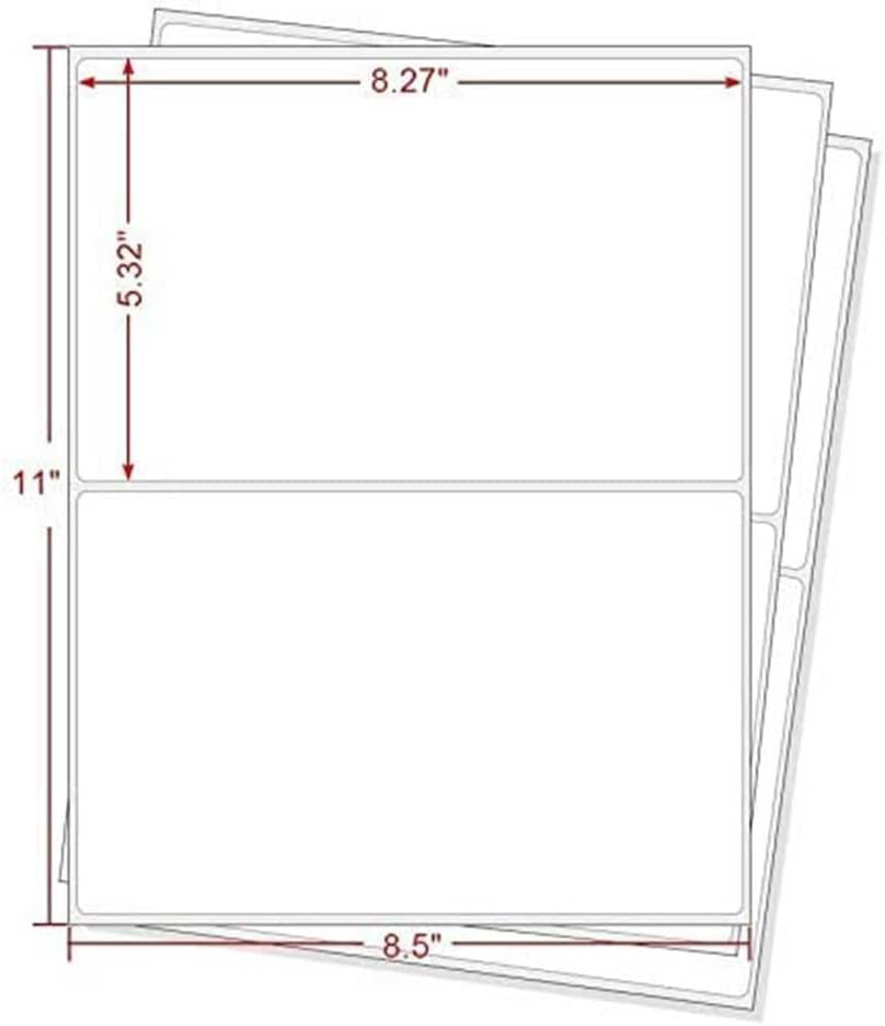 Shipping Labels 2 Per Sheet Round Corner Half Sheet Labels Mailing Labels for Packages Laser & Inkjet Printer Labels, 8126/5126 (2500sheets-5000labels)
