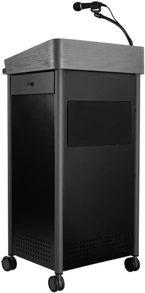 Pemberly Row 46" Lectern with Wireless Headset Mic in Charcoal