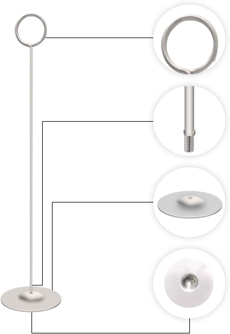 Urban Deco 16 Pieces Table Card Holder 8 inches Table Number Holders Place Steel Card Holders for Photos, Food Signs, Memo Notes, Weddings, Restaurants, Birthdays（Matte Silver）