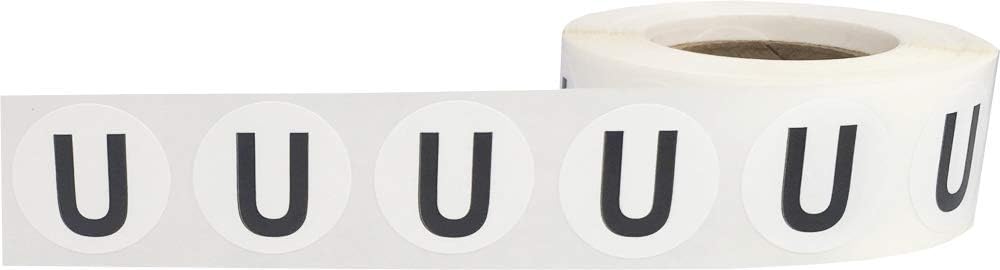 Letter U Inventory Labels .75 Inch Round Circle Dots 500 Adhesive Stickers