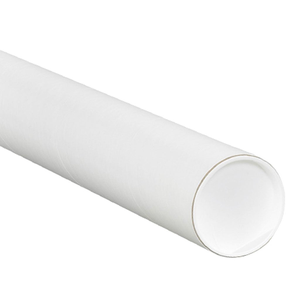Aviditi White Mailing Tubes with Caps, 3" x 30", Pack of 24, for Shipping, Storing, Mailing, and Protecting Documents, Blueprints and Posters