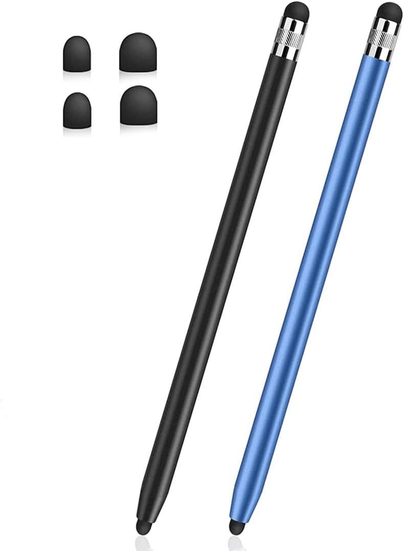 Stylus Pens for Touch Screens(2-Pack), Sensitivity & Precision Stylus Pens for iPhone/iPad/Samsung Galaxy/Tablets and All capacitive Touch Screen Devices + 4 Replaceable Rubber Tips