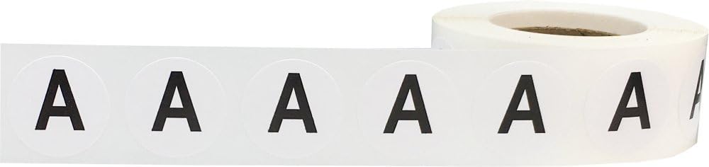Letter A Inventory Labels .75 Inch Round Circle Dots 500 Adhesive Stickers