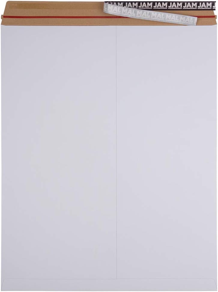 JAM PAPER Stay-Flat Photo Mailer Envelopes with Peel & Seal Closure - 17 x 21 - White - 6 Rigid Mailers/Pack