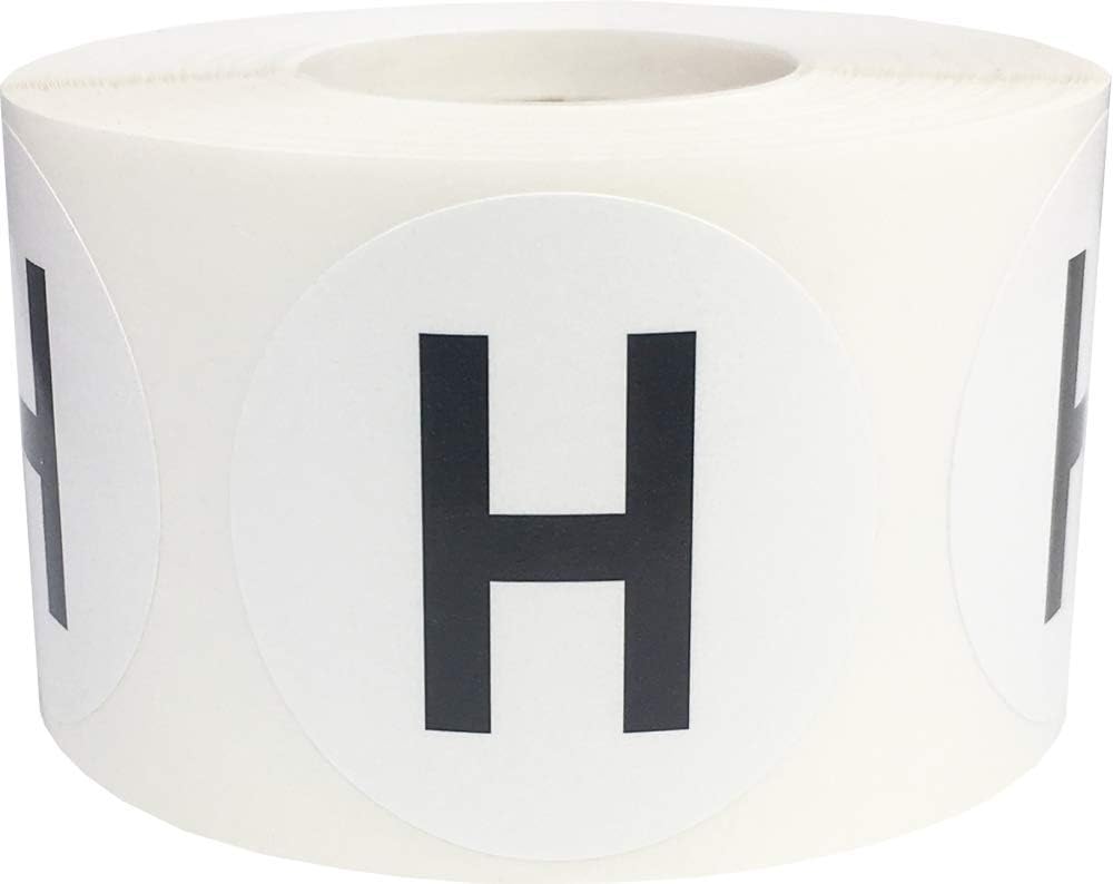 Letter H Inventory Labels 1.5 inch Round Circle Dots 500 Adhesive Stickers