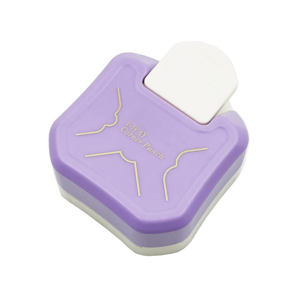 3 in 1 Paper Corner Rounder, 3 Shapes Punches for Paper Crafts, Corner Cutter, Purple