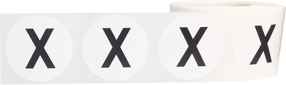 Letter X Inventory Labels 1.5 inch Round Circle Dots 500 Adhesive Stickers