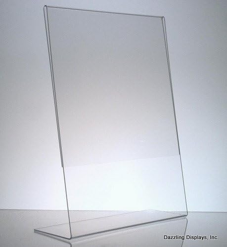 Dazzling Displays Clear Acrylic Slanted Sign Holder 8.5 x 11 - Clear Slanted Picture Frame - Premium Acrylic Sign Holder for Office, Retail, Tradeshow and Home Use (25-Pack)