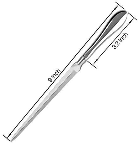 2 Pack Letter Opener, Envelope Open Slitter Metal Letter Opening Knife Silvery Hand Envelope Slitter for Home Office Supplies (9 Inch)