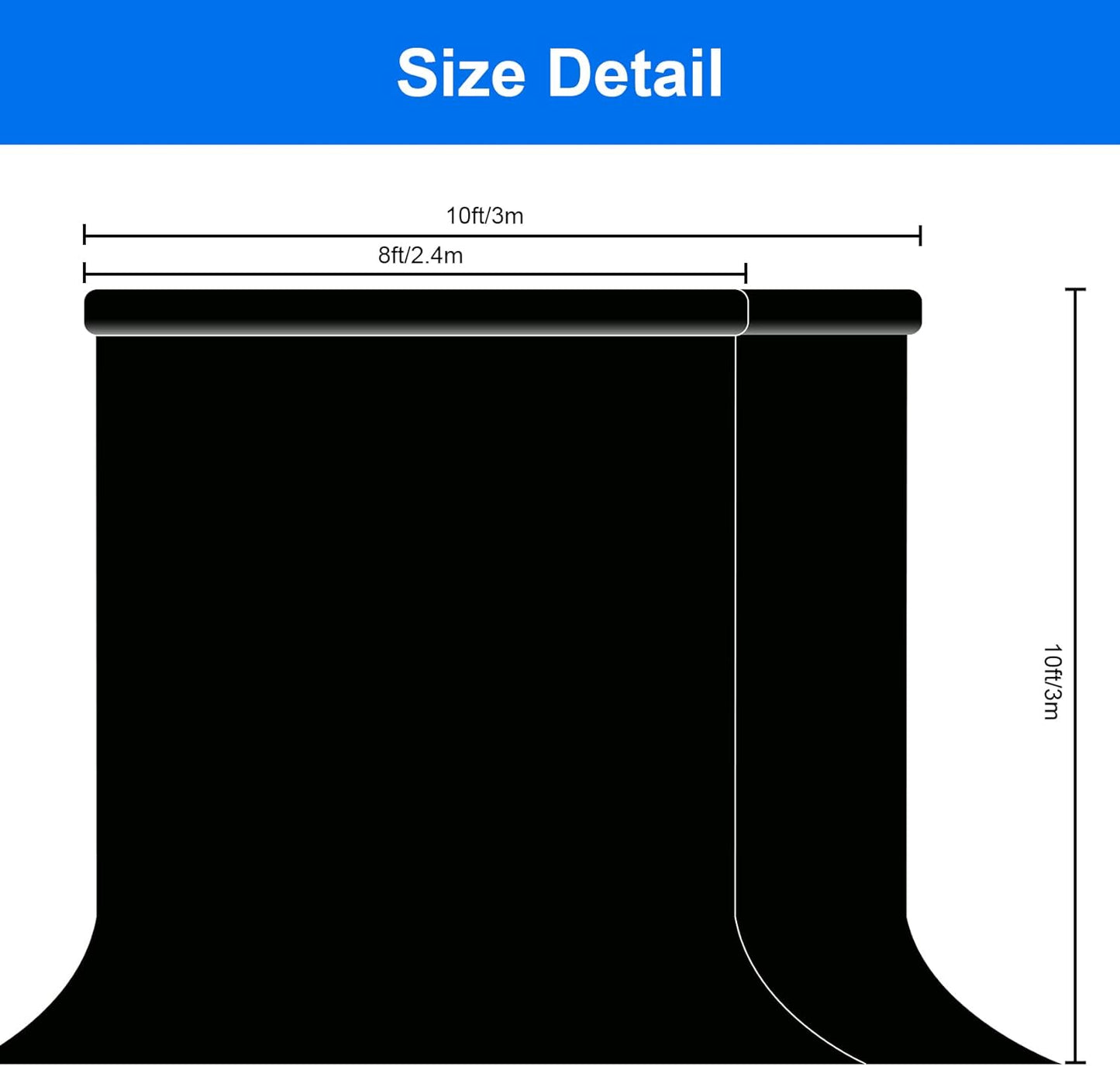 Joccun 10X10FT Black Backdrop Background for Photography,Polyester Backdrop Curtain Background Screen for Photography,Photoshoot,Video Recording,Studio(10X10ft,Black)
