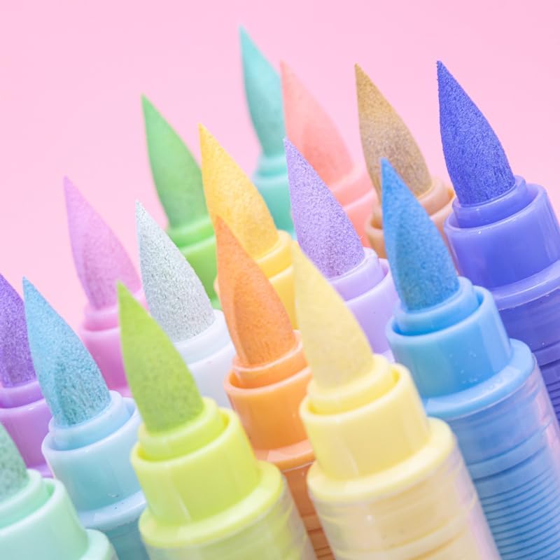 Guangna Water-Based Acrylic Markers Set, 24 Colors acrylic paint markers, Soft Tip Markers, Perfect for Paper, Wood, Rock, Glass, and More, Includes Macaron and Skin Tone