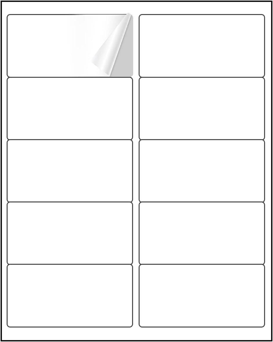 2” x 4” Shipping Address Labels 50000 Labels, BESTIKER 2x4 Printable Labels for Laser Inkjet Printers, White Sticker Mailing Labels for Package Envelopes (10 Labels/Sheet, 5000 Sheets)