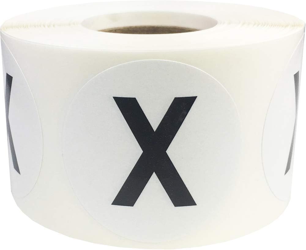 Letter X Inventory Labels 1.5 inch Round Circle Dots 500 Adhesive Stickers